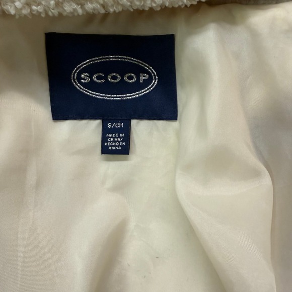 Scoop Cream Sherpa Fleece Teddy Bear Jacket Hooded Zip Up Bomber Style Small Y2K - Picture 6 of 10
